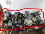 Table Lot Assorted Antique + Vintage Metal Wares
