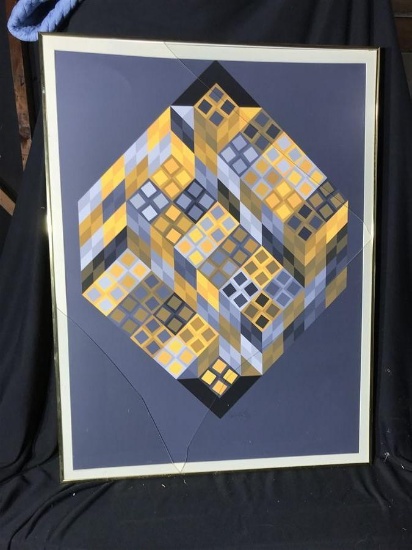 Vintage Ltd Edition Print Signed Victor Vasarely