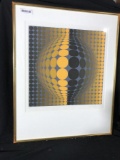 Vintage Ltd Edition Print Signed Victor Vasarely