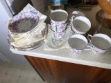 Lot Floral English Bone China Cups, Saucers etc