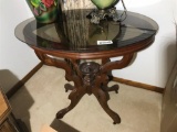 Victorian Glass Topped Lamp Table Nice