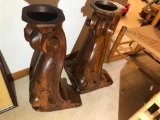 2 Unusual Imported Heavy Wood Stands Furniture