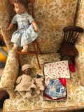 2 African American Dolls + Chairs, clothing etc