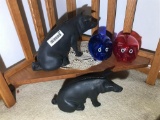 2 Cast Iron Pig Banks + Plastic