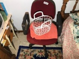 Red office chair and basket lot