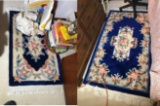 Two Vintage Asian Style Blue Rugs Carpets