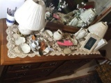Group Lot Misc Ceramic Etc Items on Top of dresser