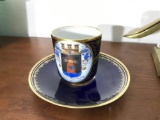 Unusual Antique Ceramic Cup Saucer Military
