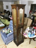 Wood and Glass Lighted Display Cabinet