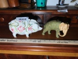 Antique Ceramic Pig Container and Elephant Lot