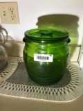 Larger Depression Glass Green Canister Store Jar
