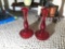 Pair of Red Glass Made in Portugal Candle Sticks