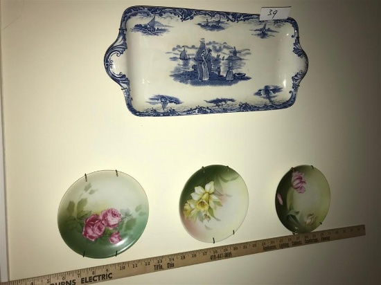 Antique Porcelain Pieces on Wall Inc. Tray