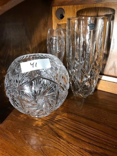 3 Pieces Heavy Vintage Crystal Glass