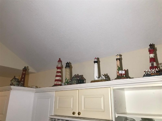 Group lot of lighthouse decorative items