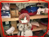 Large Lot of Mostly Christmas items on shelves