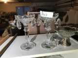 Crystal Candle Stands w/Dangles + Sterling Silver