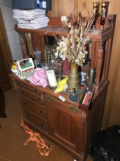 Antique Wooden Dresser w/Mirror Early 1900s