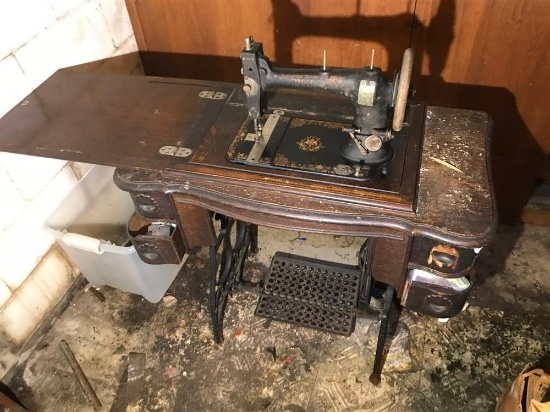 Antique Pedal Sewing Machine by White w/Base