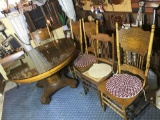 Oak Table + Four Matching Chairs + 1 Other Chair