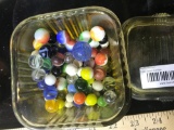 Group Lot of Vintage Marbles in Refridgerator Jar