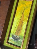 Vintage Oil Painting of Sailboat - Signed