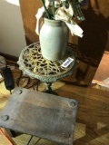 Oak stool, stand and storeware jar