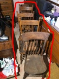 4 Antique Oak dining Chairs + a Rocker