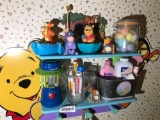 Group Lot of Winnie the Pooh items on shelf