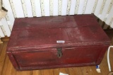 Antique Wooden Toolbox with Nice Red Paint