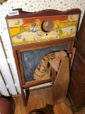 Large Old Kids' Easil, ironing board, burlap sack