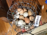 Darning Eggs in Old Metal Egg Basket