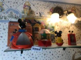 Group Lot Mickey Mouse etc items on Shelf