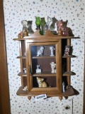 Wooden Display Shelf with Contents Inc. Fenton Cat