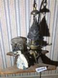 Antique Lantern, Buttons, shelf etc Lot