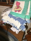 Hand Stitched Quilt, Tablecloth + 2 Machine Made