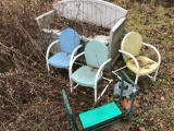 Metal Vintage Child's Chairs, Bench, Base