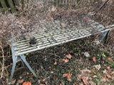 Metal Garden Table - Slats on Saw Horses