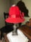 Vintage Lamp w/Red Hat Shade & Metal Base