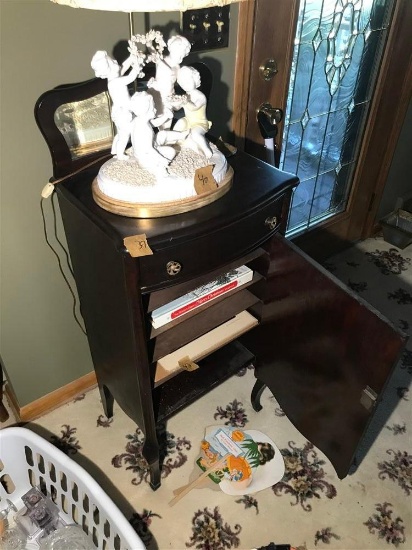 Antique Music Cabinet with Mirror