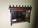 Unusual Small Sized Wooden Wall Mirror Victorian