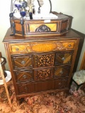 Antique Wooden Dresser w/Fancy Design