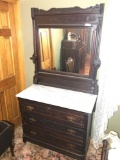 Antique Victorian Marble Topped Dresser w/Mirror