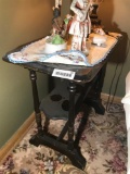 Antique Bed Side Lamp Table w/Turned Legs