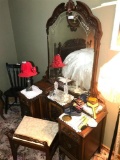 Antique Vanity w/Mirror and Bench