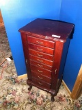 Wooden Jewelry Cabinet Box Drawers NO CONTENTS