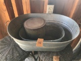 2 Galvanized Basins and a Lard tin