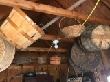 Items hanging from rafters in barn