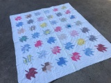 Antique Hand Stitched Quilt Leaves or Birds