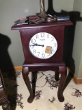 Unusual Vintage Clock Lamp Table Wood